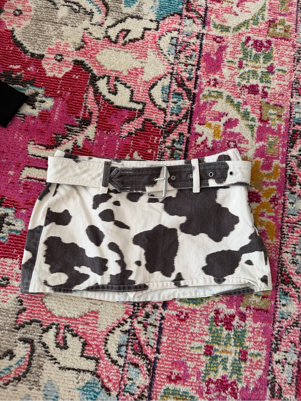 Abercrombie & Fitch Cow-Print Mini Skirt with Belt